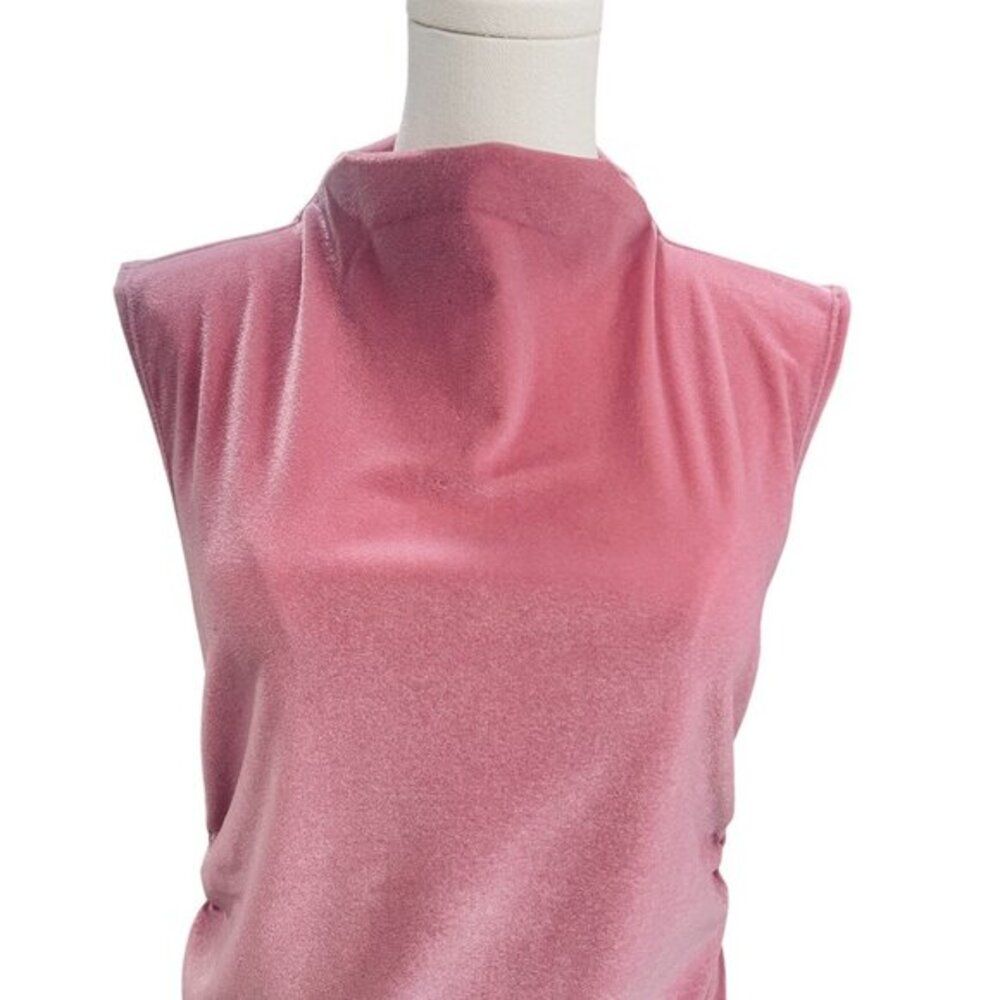 A New Day Pink Velvet Sleeveless Dress Medium NWOT Mock Neck Cocktail Party - Picture 9 of 9